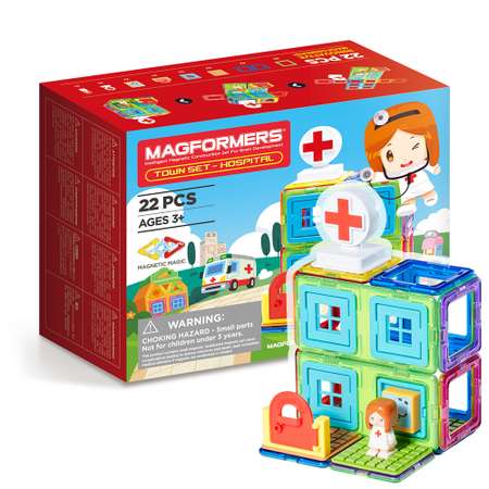 Магнитный конструктор MAGFORMERS Town Set - Hospital 22 детали