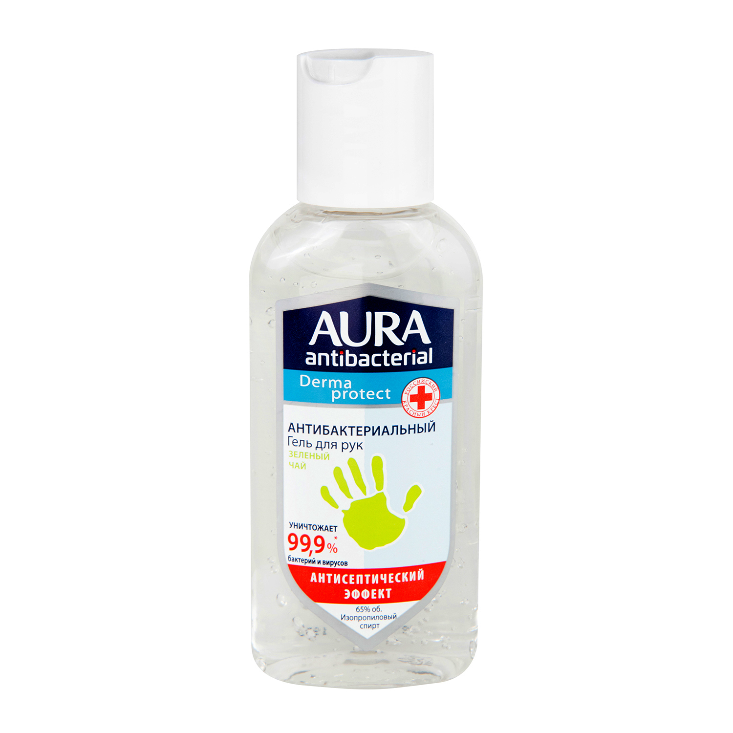 Гель для рук AURA Antibacterial Derma Protect Зеленый чай 100мл - фото 1