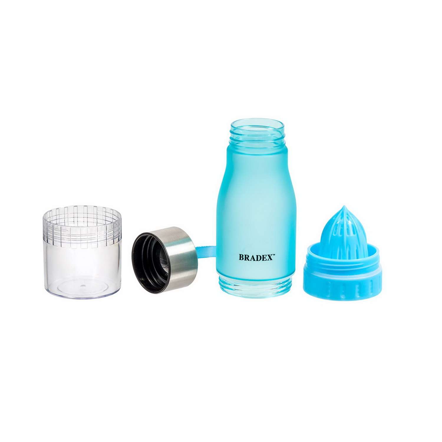 Бутылка для воды Bradex 0.6л голубая с соковыжималкой SF 0521 - фото 3