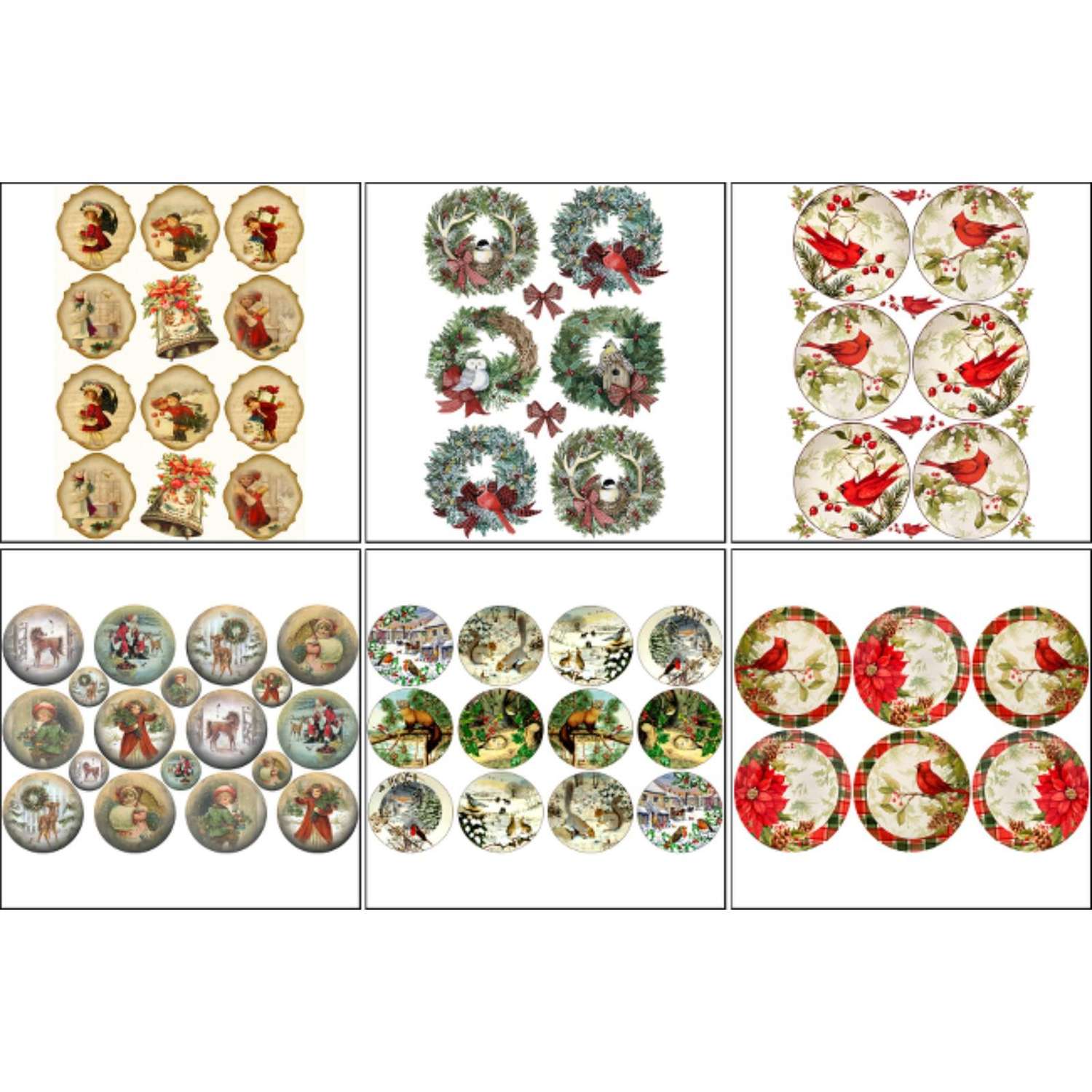 Набор Sima-Land декупажных карт 6 шт «Рождественские шары» А4. 45 г/м2 - фото 1