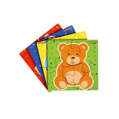 Набор пазлов для малышей WOODLANDTOYS «Игрушки» 4 картинки размер 1 картинки: 10×10×14 см