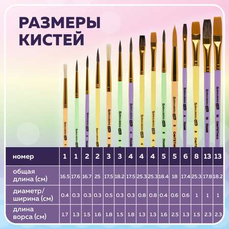 Кисти для рисования Brauberg набор 15 штук