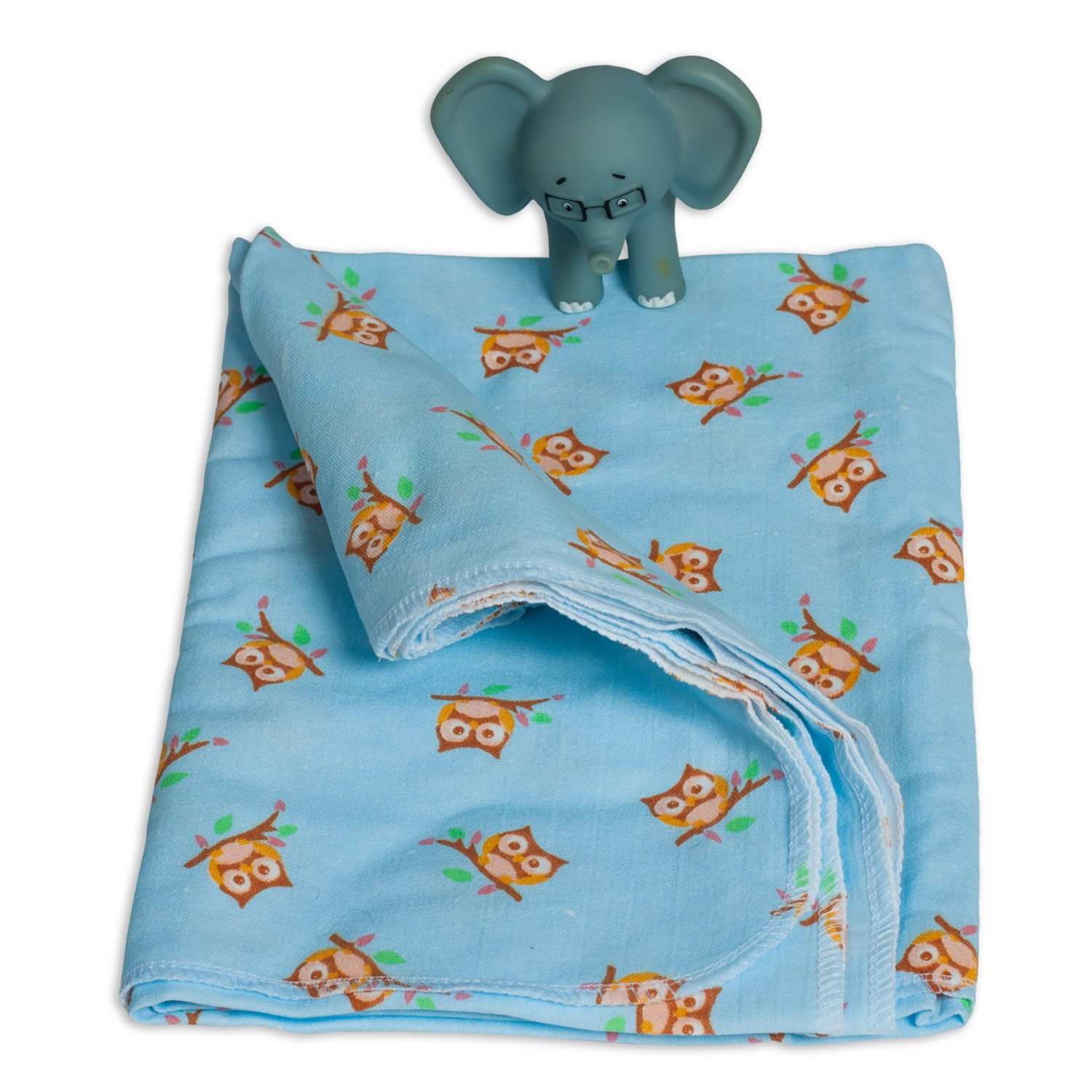 Пеленка фланелевая Чудо-чадо для новорожденных Совушки 85х120 см 1 шт голубая - фото 3