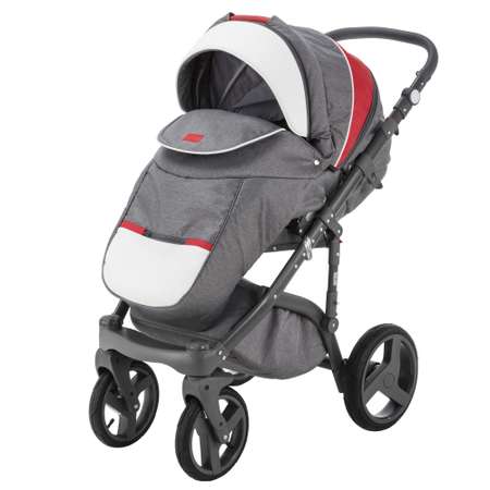 Коляска 3в1 BeBe-mobile Ravenna Sport V101 Темно-серый+Белая кожа+Красная кожаная отделка