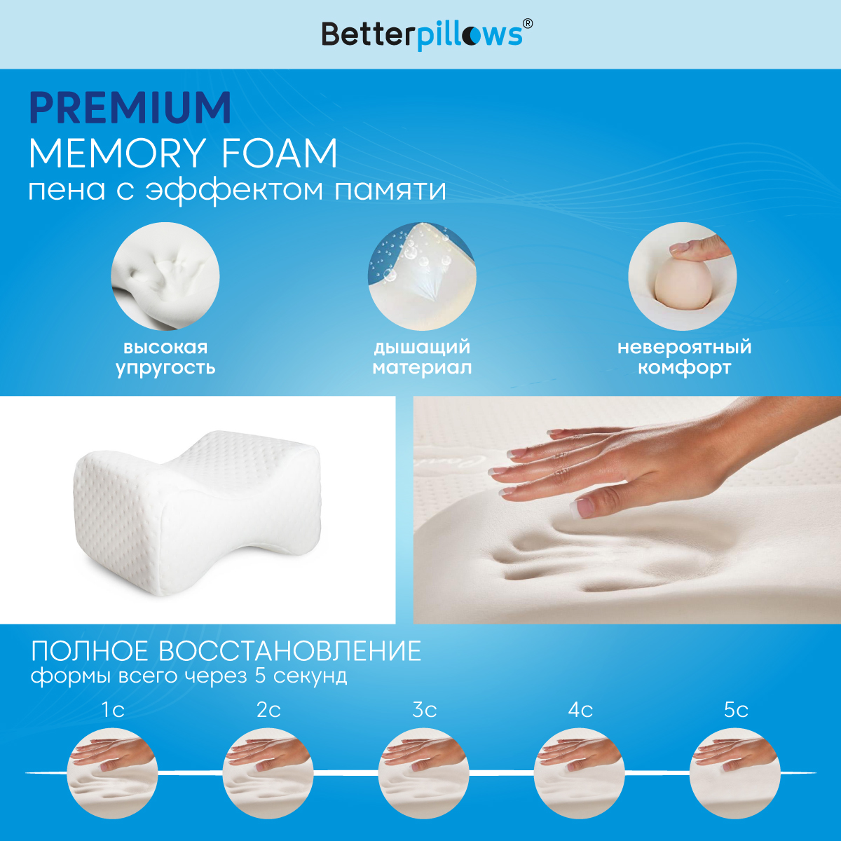 Подушка ортопедическая для ног Betterpillows Legs comfort - фото 3