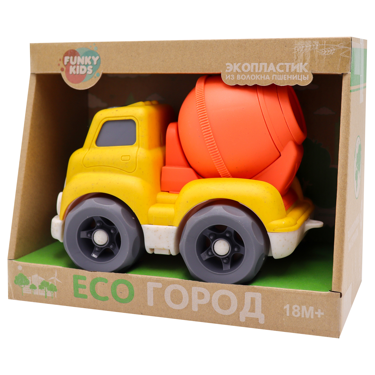 Игрушка Funky Toys Эко-машинка бетономешалка 18 см FT0278080 - фото 4