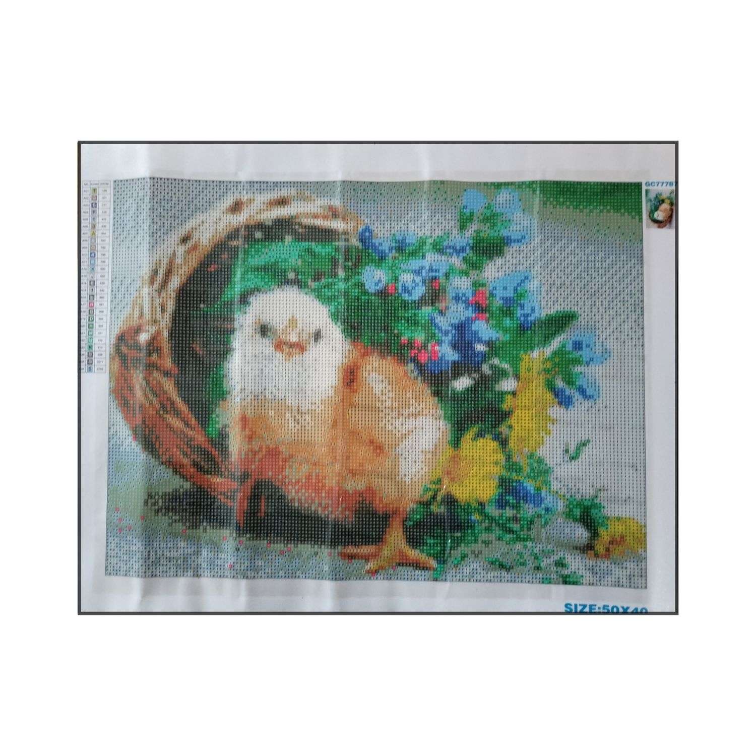 Алмазная мозаика Seichi Цыплёнок с корзинкой цветов 40х50 см - фото 3