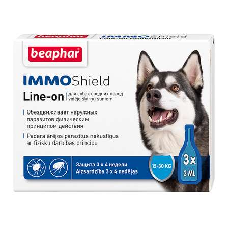 Капли для собак Beaphar Immo Shield средних пород от блох и клещей 9мл
