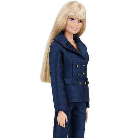 Шелковый брючный костюм Эленприв Темно-синий для куклы 29 см типа Барби