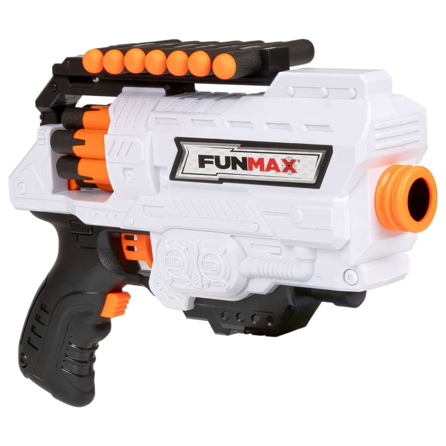Бластер с мягкими пулями FunMax 1TOY Детское игрушечное оружие пистолет для мальчиков барабан на 6 выстрелов 16 снарядов - фото 5