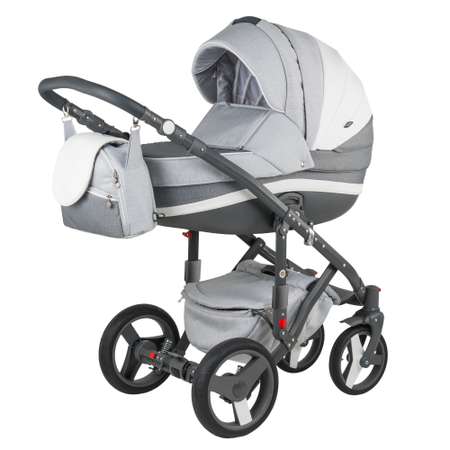 Коляска 3в1 BeBe-mobile Movo C and G A24 Светло-серый+Серый+Белая кожа