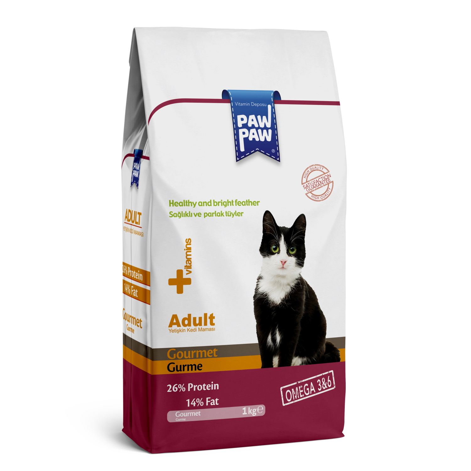 Корм для кошек Paw paw 1кг Adult Cat Food Gourmet сухой - фото 1