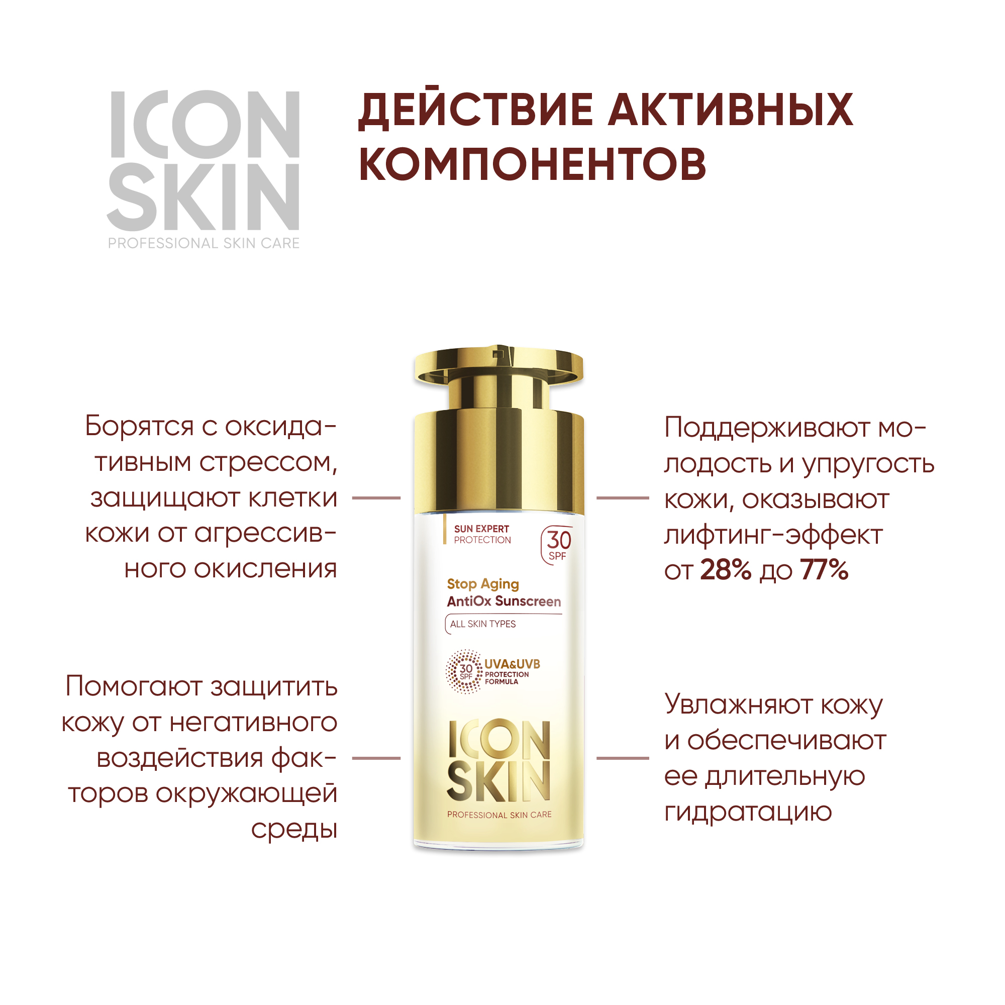 Солнцезащитный крем ICON SKIN омолаживающий антиоксидантный для защиты от фотостарения stop aging 30 spf - фото 5