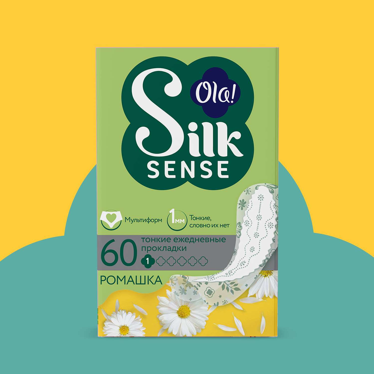 Ежедневные прокладки тонкие Ola! Silk Sense LIGHT стринг-мультиформ аромат Ромашка 60 шт - фото 1