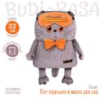Мягкая игрушка BUDI BASA Кот Басик-подушка в маске для сна 32 см Kp34-229