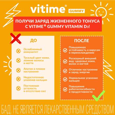 Витамин D3 Vitime мармеладные пастилки №15 в zip-пакете