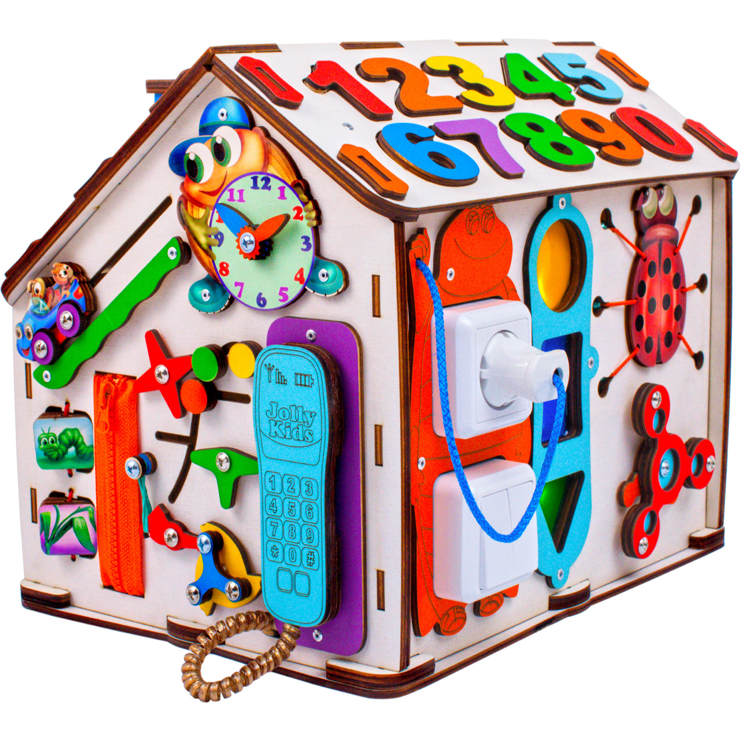 Бизиборд Jolly Kids развивающий домик со светом Букашки - фото 1