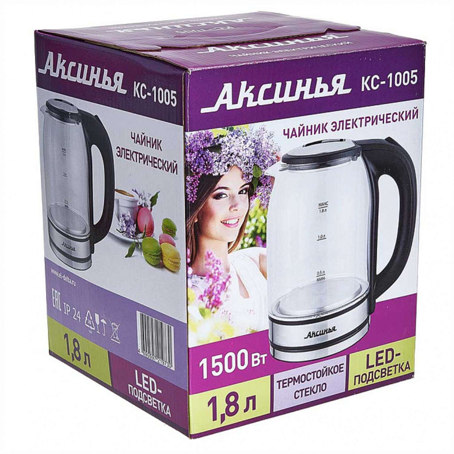 Электрический чайник Аксинья КС-1005 корпус из жаропрочного стекла 1500 Вт черный - фото 4