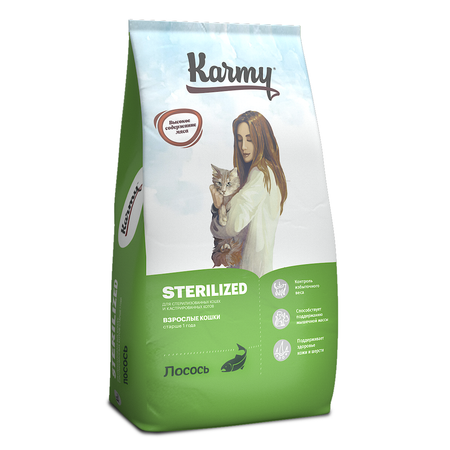 Корм для кошек Karmy 10кг Sterilized для стерелизованных лосось