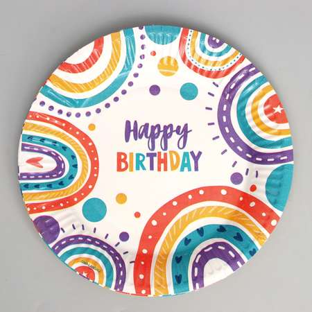 Набор бумажной посуды Страна карнавалия Happy Birthday 6 тарелок 6 стаканов 6 колпаков