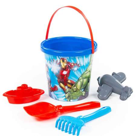 Набор для песочницы Полесье с ведерком и корабликом Marvel Мстители 5 предметов синий