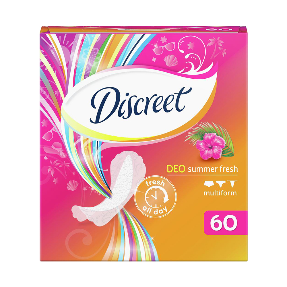 Ежедневные прокладки Discreet Multiform Deo Summer Fresh жёлтые 60шт - фото 1