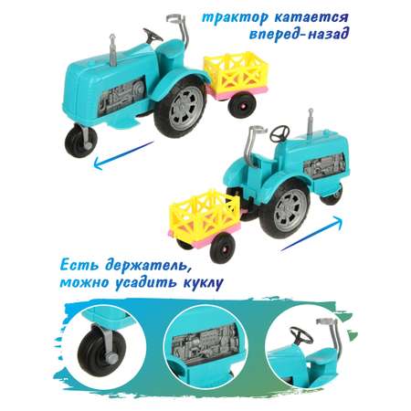 Кукла модель Барби Veld Co шарнирная на тракторе с аксессуарами Ферма