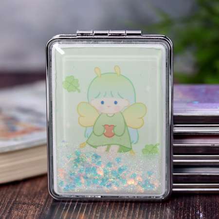 Зеркало карманное iLikeGift Little angel green с увеличением