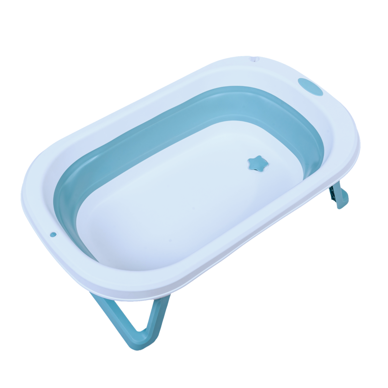Детская складная ванночка Solmax с держателем душа голубой - фото 6