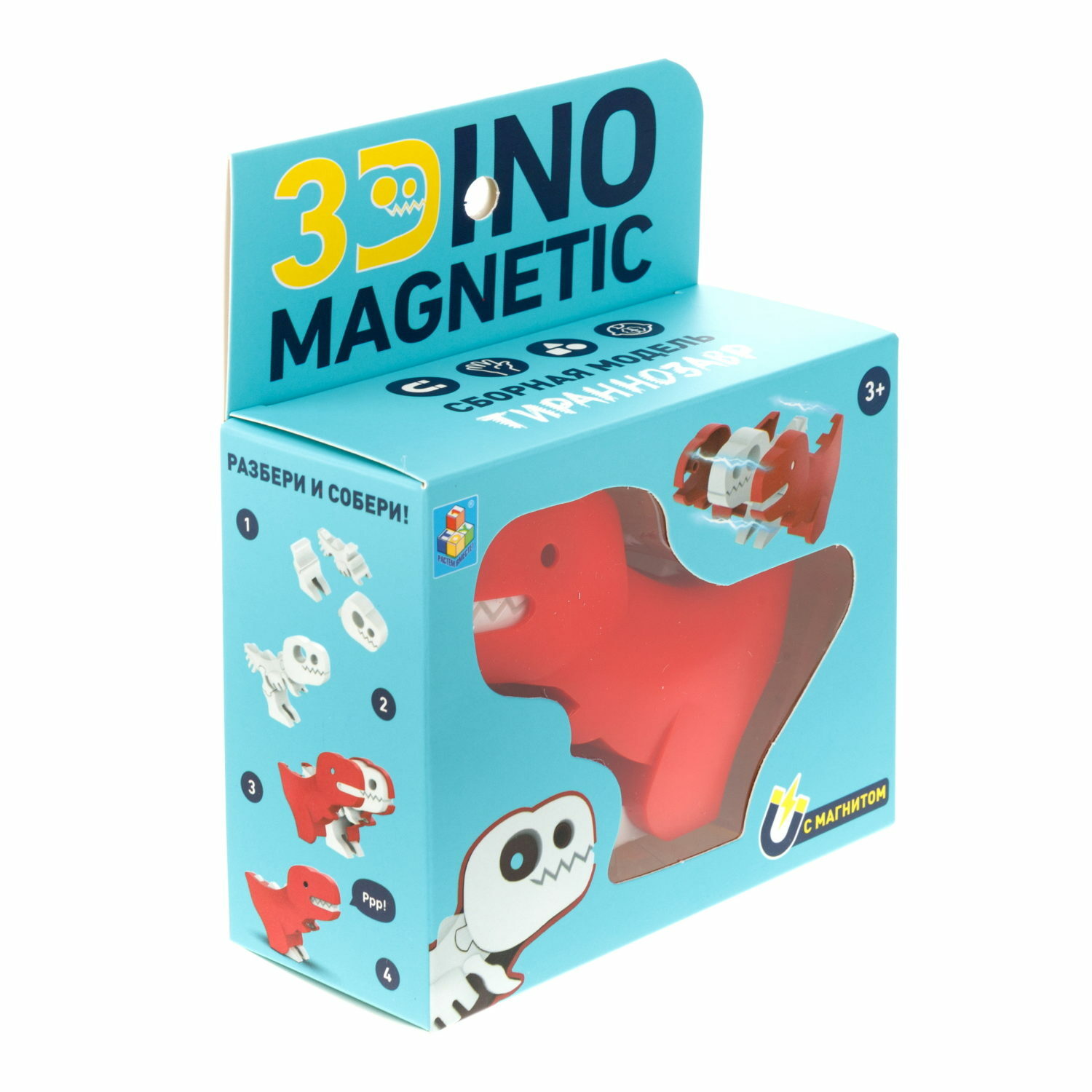 Сборная модель 1TOY 3Dino Magnetic Тираннозавр красный - фото 10