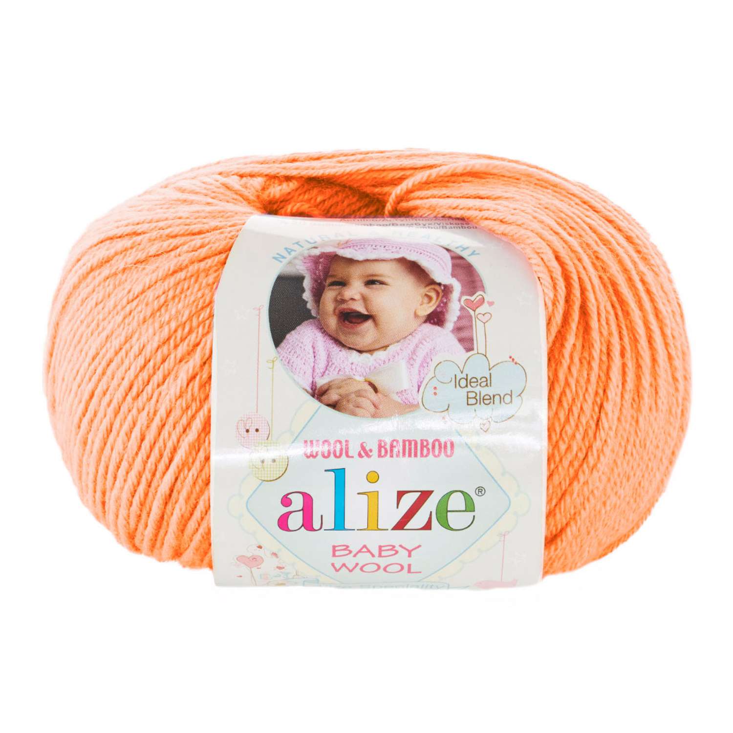 Пряжа для вязания Alize baby wool бамбук шерсть акрил мягкая 50 гр 175 м 81 персиковый 10 мотков - фото 3