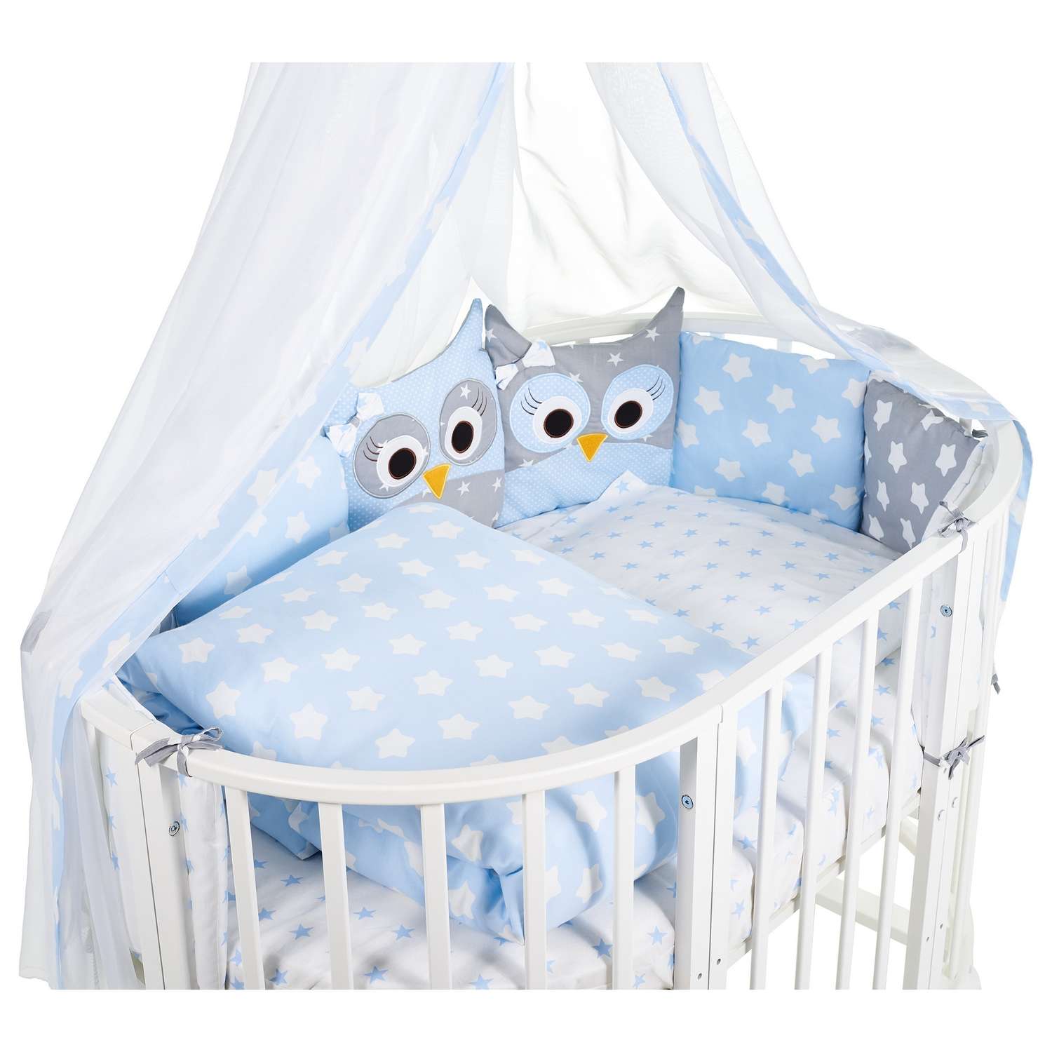 Комплект в овальную кроватку Sweet Baby Uccellino 10предметов Blue Голубой - фото 2