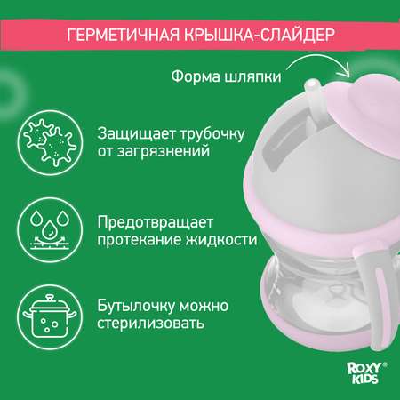 Поильник-непроливайка ROXY-KIDS с трубочкой 200 мл цвет серый лавандовый