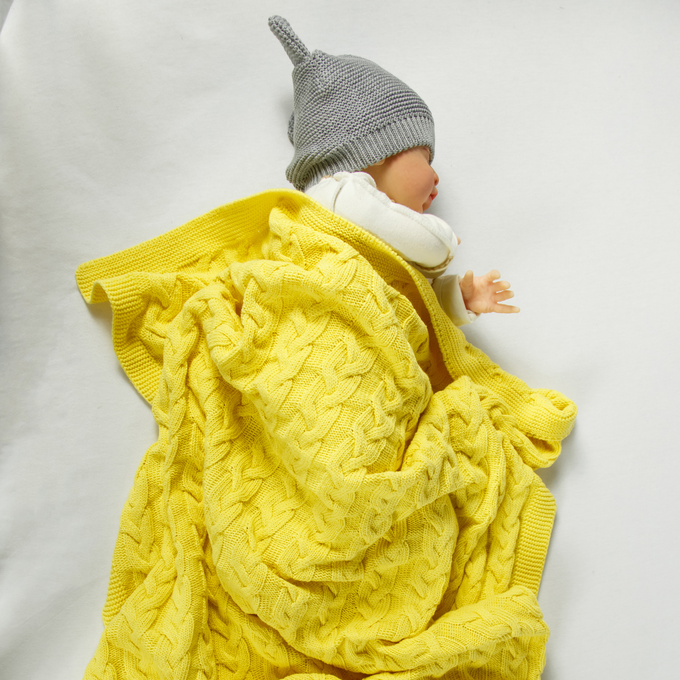 Плед Amarobaby Pure Love Косичка вязаный Желтый - фото 7