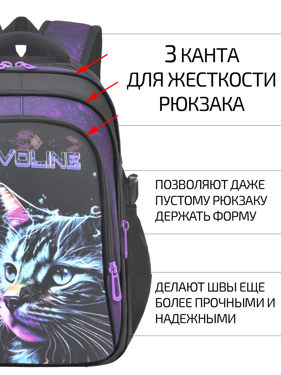 Рюкзак школьный Evoline Черный лицо кошки EVO-CAT-5 - фото 5