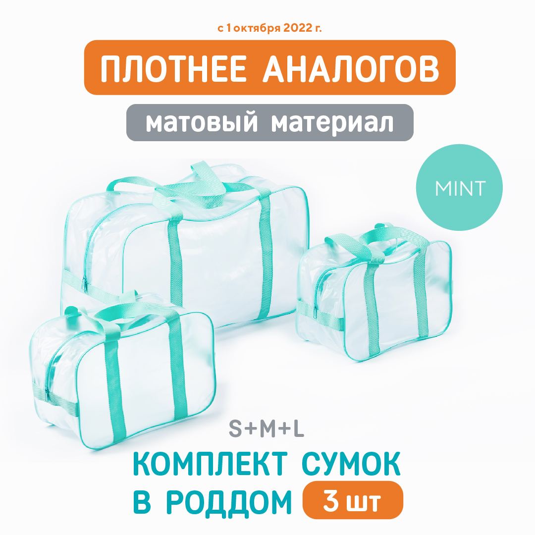 Сумка в роддом Wolli Матовый мятный комплект 3 шт - фото 2