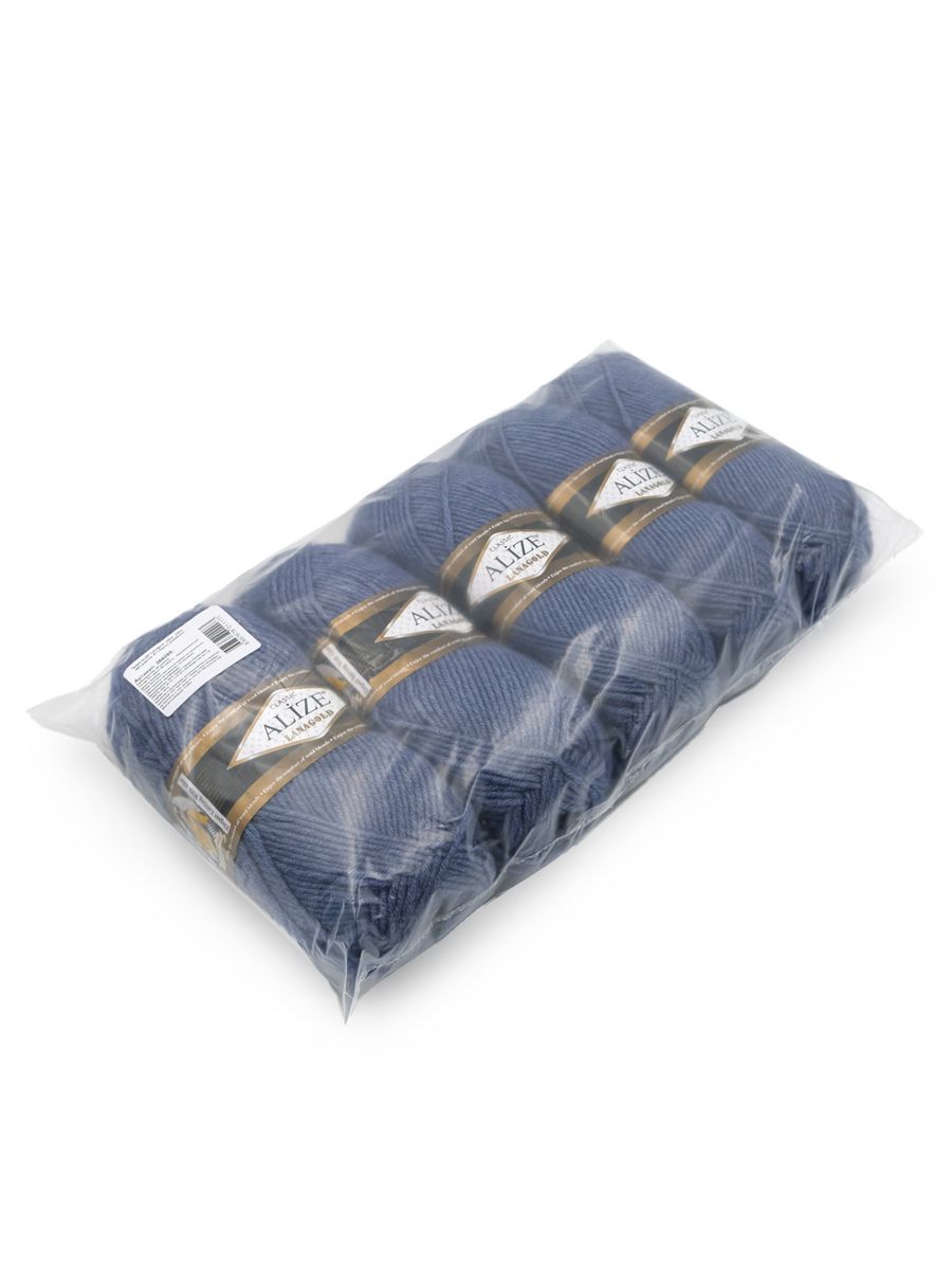 Пряжа Alize полушерстяная мягкая тонкая теплая Lanagold 100 гр 240 м 5 мотков 203 джинса - фото 8