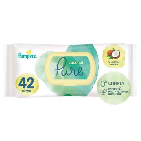 Салфетки влажные Pampers Pure Protection Coconut 42 шт