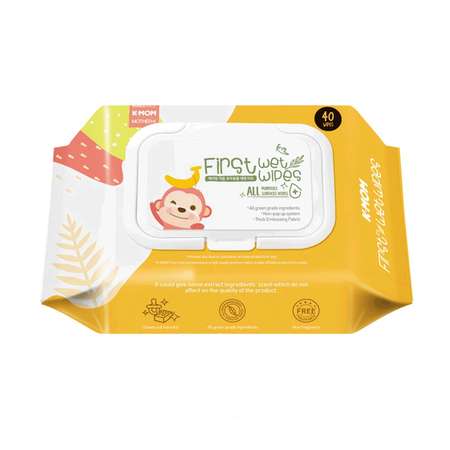 Салфетки K-MOM антибактериальные влажные first wet wipes 40 листов 0+