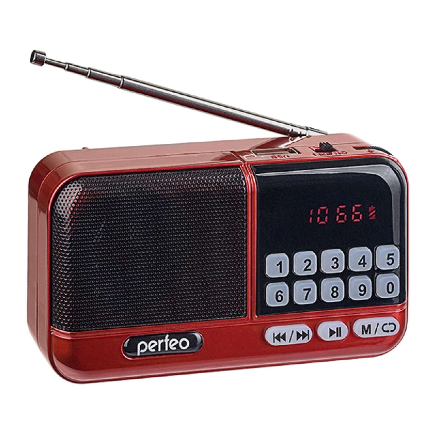 Радиоприемник Perfeo цифровой ASPEN FM 87.5-108МГц MP3 питание USB или 18650 красный i20RED - фото 2