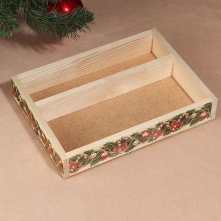 Ящик-кашпо Sima-Land подарочный «Новогодняя гирлянда» 2 отдела 25.5×20×5 см