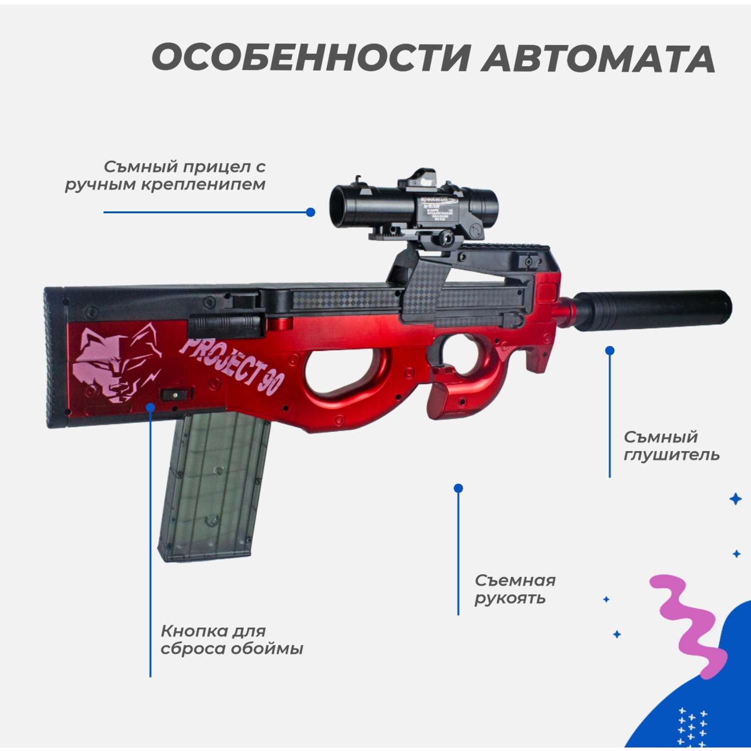 Нерф пистолет-пулемет Story Game FN P90 - фото 4