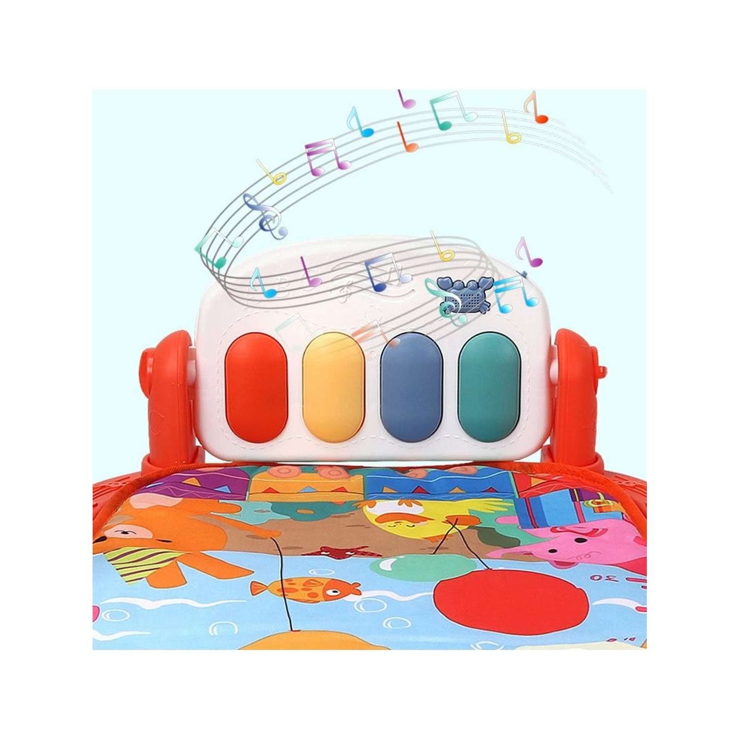 Развивающий детский коврик SHARKTOYS Для малышей овальный с музыкальной панелью с бортиком - фото 4