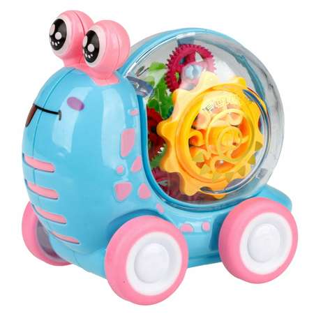 Интерактивная игрушка 1TOY Улитка прозрачная с световыми эффектами голубой