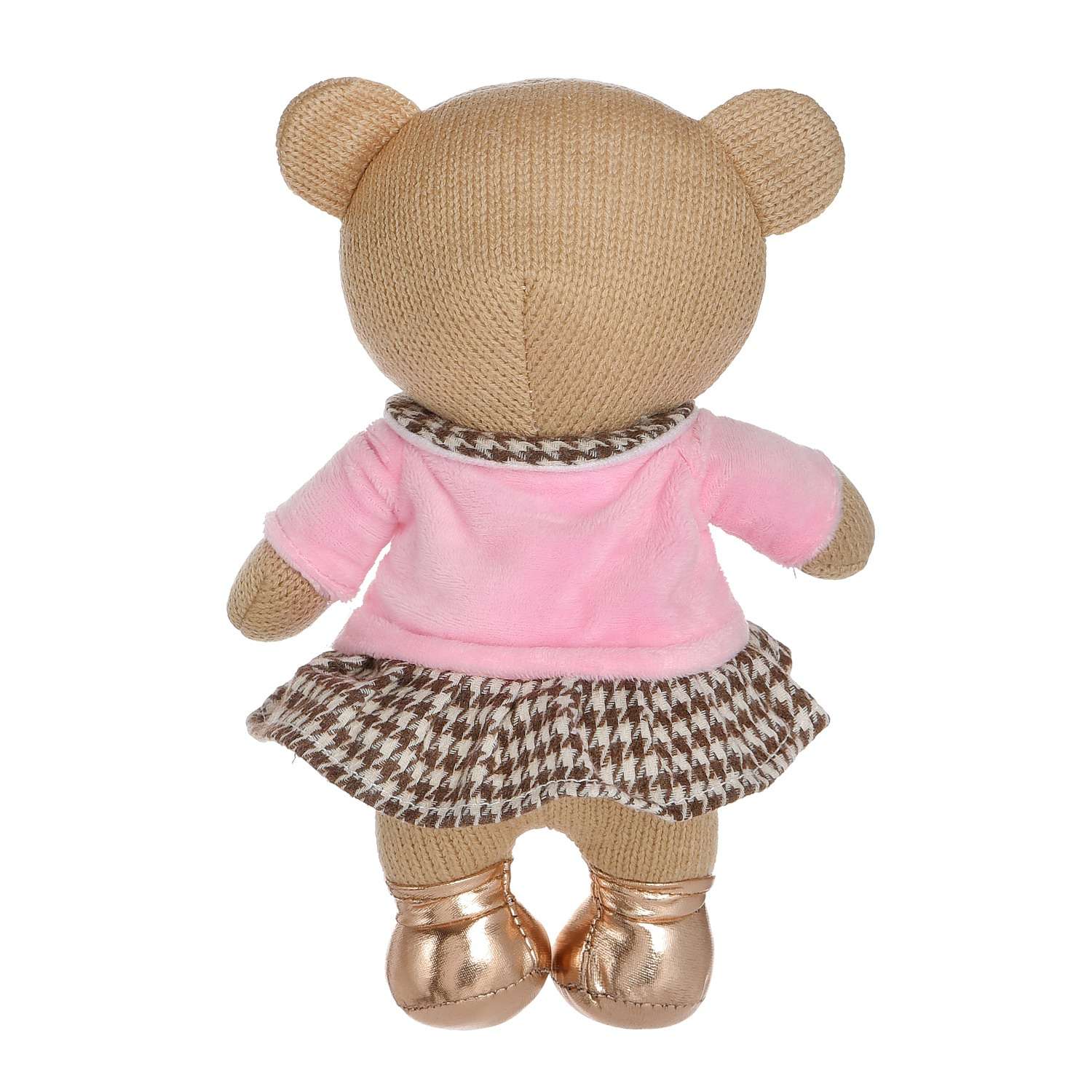 Мягкая игрушка Knitted ABTOYS Мишка вязаный девочка в розовом джемпере 22см - фото 3
