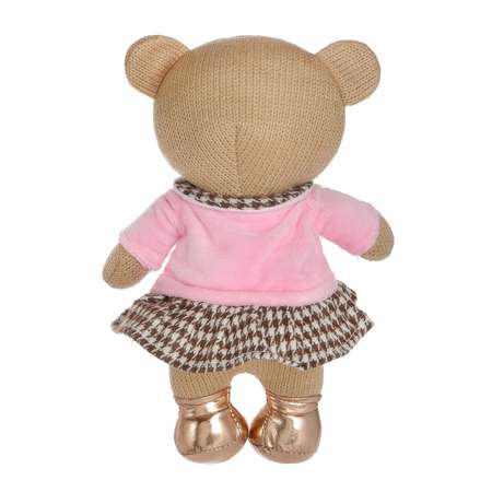 Мягкая игрушка Knitted Abtoys Мишка вязаный девочка в розовом джемпере 22см