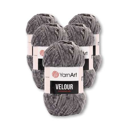Пряжа для вязания YarnArt Velour 100 г 170 м микрополиэстер мягкая велюровая 5 мотков 858 серый