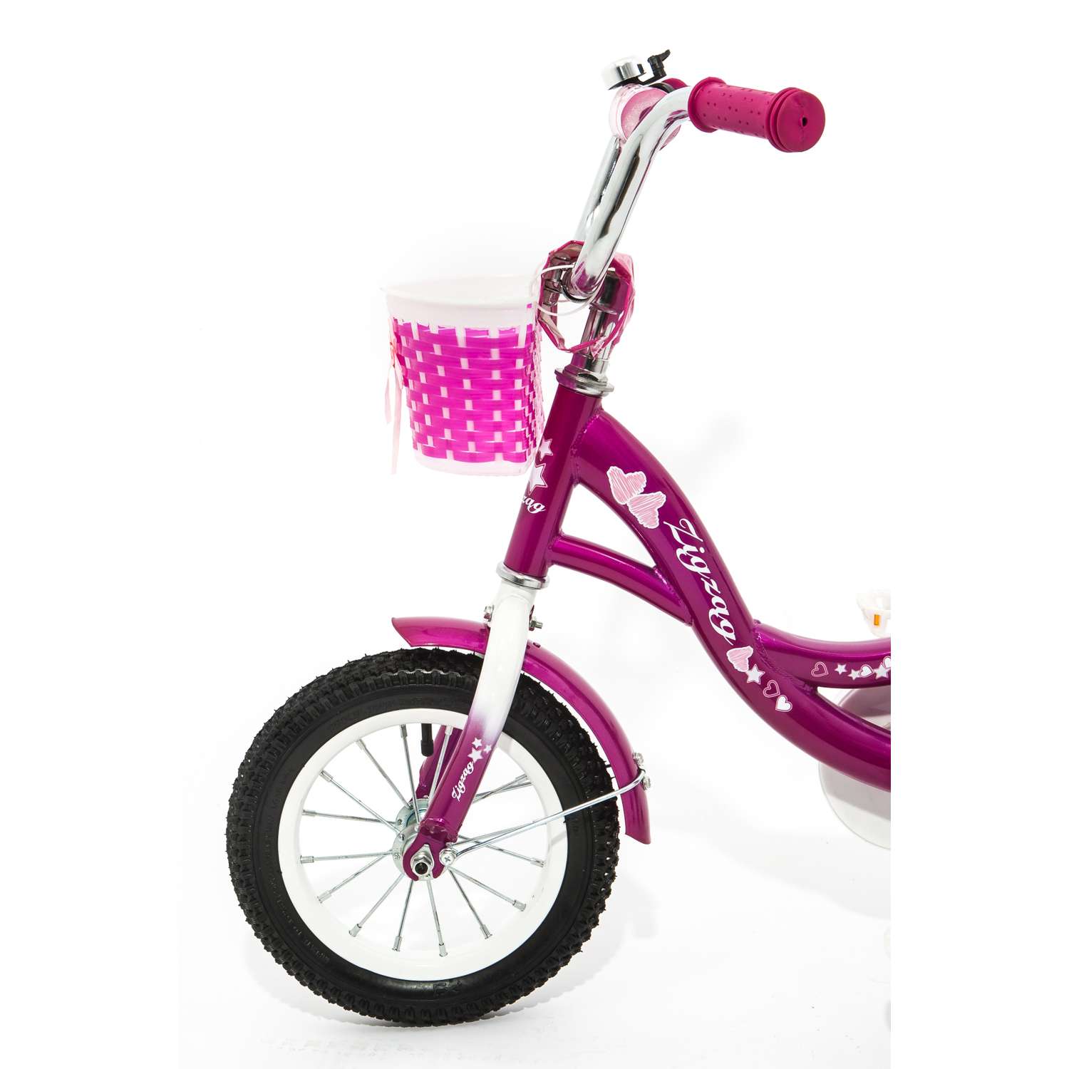 Велосипед ZigZag 12 GIRL малиновый С РУЧКОЙ - фото 2