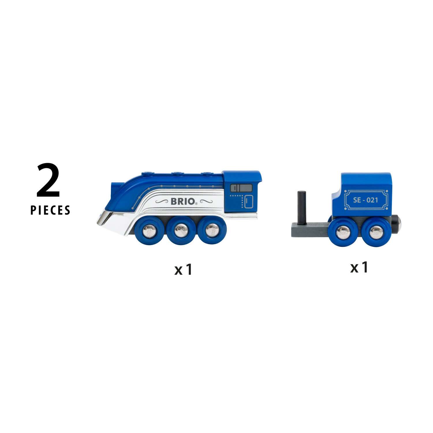 Поезд BRIO Special Edition синий с серебром и 1 вагончик 33642 - фото 2