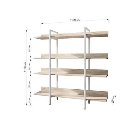 Стеллаж WoodSteel В стиле Лофт Chicago 116х116х30 см. Белый